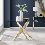 Leonardo Rectangular Glass and Gold Metal 4 Seater Dining Table - leonardo-4-seater-chrome-fashionable-rectangle-dining-table-1_nss.jpg