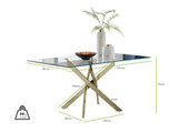 Leonardo Glass and Gold Leg Modern 6 Seat Dining Table - leonardo-6-dimensions_68.jpg