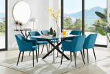 Leonardo Black Leg Glass Dining Table & 6 Calla Black Leg Chairs - leonardo-black-6-rectangular-dining-table-6-blue-velvet-calla-chairs-set.jpg