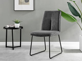 Novara Black Leg Round Glass Dining Table & 4 Halle Chairs - halle-dark-grey-fabric-black-leg-dining-chair-1.jpg