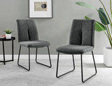 Novara Black Leg Round Glass Dining Table & 4 Halle Chairs - 2-halle-dark-grey-fabric-black-leg-dining-chair.jpg