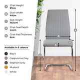 2x Lorenzo Modern Elephant Grey Faux Leather Chrome Dining Chairs - 103-FBOX-Lorenzo-Chair-image-2.jpg