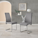2x Lorenzo Grey Faux Leather Dining Chairs - Lorenzo-grey-silver-dining-chair-1.jpg