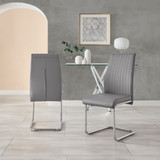 2x Lorenzo Grey Faux Leather Dining Chairs - Lorenzo-grey-silver-dining-chair-2.jpg