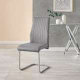2x Lorenzo Grey Faux Leather Dining Chairs - Lorenzo-grey-silver-dining-chair-3.jpg