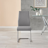 2x Lorenzo Grey Faux Leather Dining Chairs - Lorenzo-grey-silver-dining-chair-4.jpg