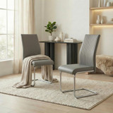 2x Lorenzo Grey Faux Leather Dining Chairs - 2-NEW-GRY-LOR-CHR_1.jpg