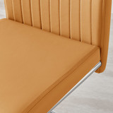 2x Lorenzo Mustard Yellow Faux Leather Chrome Dining Chairs  - Lorenzo-Mustard-Velvet-Din-Chair-Silver-Leg-6.jpg