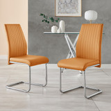 2x Lorenzo Mustard Yellow Faux Leather Dining Chairs - Lorenzo-Mustard-Velvet-Din-Chair-Silver-Leg-2.jpg