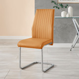 2x Lorenzo Mustard Yellow Faux Leather Dining Chairs - Lorenzo-Mustard-Velvet-Din-Chair-Silver-Leg-4.jpg