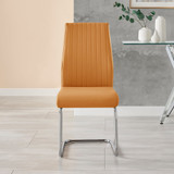 2x Lorenzo Mustard Yellow Faux Leather Dining Chairs - Lorenzo-Mustard-Velvet-Din-Chair-Silver-Leg-5.jpg