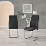 2x Lorenzo Black Faux Leather Dining Chairs - Lorenzo-black-silver-dining-chair-2.jpg