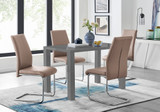 Pivero Grey High Gloss Dining Table And 4 Lorenzo Chairs Set - pivero-4-seater-high-gloss-rectangle-dining-table-4-beige-leather-lorenzo-chairs-set-1_1.jpg