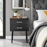 Taylor Large 2 Drawer Black Bedside Table - Chrome Handles - Taylor Bedside table 2 draw black-silver-1.jpg