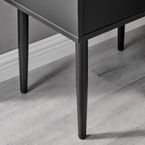 Taylor 2 Drawer Black Bedside Table Silver Handles - Taylor Bedside table 2 draw black-silver-5.jpg