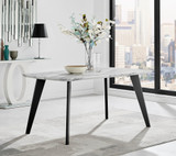 Andria Black Leg Marble Effect Dining Table and 6 Corona Black Leg Chairs - andria-matte-marble-black-leg-modern-rectangular-dining-table-1.jpg