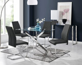 Leonardo Glass And Chrome Metal Dining Table And 4 Lorenzo Dining Chairs - leonardo-4-seater-chrome-rectangle-dining-table-4-black-leather-lorenzo-chairs-set_1.jpg