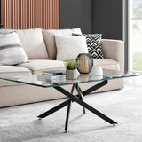 Leonardo Rectangular Glass and Black Coffee Table - Leonardo-coffee-table-black-leg-1s.jpg