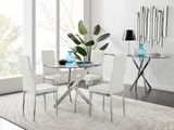 Novara Chrome Metal And Glass 100cm Round Dining Table And 4 Milan Dining Chairs Set - novara-100cm-chrome-metal-round-dining-table-and-4-white-leather-milan-chairs-set_1.jpg
