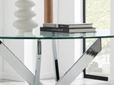 Novara Round 100cm Chrome Metal And Glass Dining Table And 4 Willow Dining Chairs Set - novara-100cm-chrome-drainage-holes.jpg
