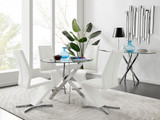 Novara Round 100cm Chrome Metal And Glass Dining Table And 4 Willow Dining Chairs Set - novara-100cm-chrome-metal-round-dining-table-and-4-white-leather-willow-chairs-set_1.jpg
