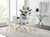 Novara Chrome Metal 100cm Round Glass Dining Table And 4 Corona Gold Dining Chairs - novara-100cm-chrome-metal-round-dining-table-and-4-white-leather-corona-gold-chairs_1.jpg