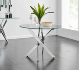Novara Chrome Metal 100cm Round Glass Dining Table And 4 Corona Silver Dining Chairs - novara-100cm-chrome-metal-modern-round-dining-table-1.jpg