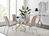 Novara Gold Metal 100cm Round Glass Dining Table And 4 Isco Dining Chairs - novara-100cm-gold-metal-round-dining-table-and-4-beige-leather-isco-chairs-set_1.jpg