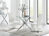 Novara 100cm Round Dining Table & 2 Willow Chairs - novara-100cm-chrome-round-dining-table-2-white-leather-willow-chairs-set.jpg