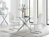 Novara 100cm Round Dining Table & 2 Murano Chairs - novara-100cm-chrome-round-dining-table-2-white-leather-murano-chairs-set.jpg