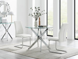 Novara 100cm Round Dining Table & 2 Lorenzo Chairs - novara-100cm-chrome-round-dining-table-2-white-leather-lorenzo-chairs-set.jpg