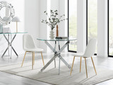 Novara 100cm Round Dining Table & 2 Corona Gold Chairs - novara-100cm-chrome-round-dining-table-2-white-leather-corona-gold-chairs-set.jpg