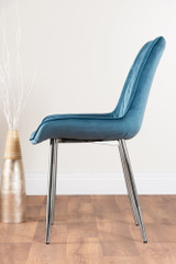 Novara Black Leg Round Glass Dining Table & 4 Pesaro Silver Chairs - blue-pesaro-velvet-silver-chrome-modern-luxury-dining-chair-4.jpg