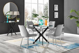 Novara Black Leg Round Glass Dining Table & 4 Pesaro Silver Chairs - novara-100-black-leg-round-dining-table-4-grey-velvet-pesaro-silver-chairs-set.jpg