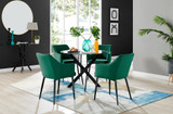 Novara Black Leg Round Glass Dining Table & 4 Calla Black Leg Chairs - novara-100-black-leg-round-dining-table-4-green-velvet-calla-black-chairs-set.jpg