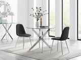 Novara 100cm Round Dining Table & 2 Corona Silver Chairs - novara-100cm-chrome-round-dining-table-2-black-leather-corona-silver-chairs-set.jpg