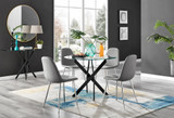 Novara Black Leg Round Glass Dining Table & 4 Corona Silver Chairs - novara-100-black-leg-round-dining-table-4-grey-leather-corona-silver-chairs-set.jpg