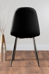 Novara Black Leg Round Glass Dining Table & 4 Corona Silver Chairs - black-corona-chrome-leg-modern-leather-dining-chair-4_3.jpg