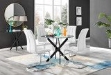 Novara Black Leg Round Glass Dining Table & 4 Murano Chairs - novara-100-black-leg-round-dining-table-4-white-leather-murano-chairs-set.jpg