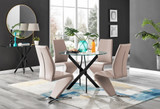 Novara Black Leg Round Glass Dining Table & 4 Willow Chairs - novara-100-black-leg-round-dining-table-4-beige-leather-willow-chairs-set.jpg