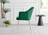 Novara Black Leg Round Glass Dining Table & 4 Calla Silver Leg Chairs - Calla-green-silver-dining-chair-3.jpg