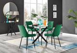 Novara Black Leg Round Glass Dining Table & 4 Pesaro Black Leg Chairs - novara-100-black-leg-round-dining-table-4-green-velvet-pesaro-black-chairs-set.jpg