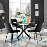 Novara Black Leg Round Glass Dining Table & 4 Pesaro Black Leg Chairs - novara-100-black-leg-round-dining-table-4-black-velvet-pesaro-black-chairs-set-CROP.jpg