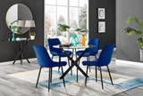 Novara Black Leg Round Glass Dining Table & 4 Pesaro Black Leg Chairs - novara-100-black-leg-round-dining-table-4-navy-velvet-pesaro-black-chairs-set.jpg