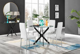 Novara Black Leg Round Glass Dining Table & 4 Milan Chrome Leg Chairs - novara-100-black-leg-round-dining-table-4-white-leather-milan-silver-chairs-set.jpg