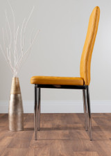 Novara Black Leg Round Glass Dining Table & 4 Milan Chrome Leg Chairs - mustard-milan-hatched-chrome-metal-modern-stylish-dining-chair-2.jpg