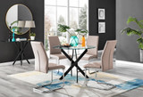 Novara Black Leg Round Glass Dining Table & 4 Lorenzo Chairs - novara-100-black-leg-round-dining-table-4-beige-leather-lorenzo-chairs-set.jpg