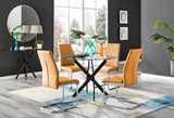 Novara Black Leg Round Glass Dining Table & 4 Lorenzo Chairs - novara-100-black-leg-round-dining-table-4-mustard-leather-lorenzo-chairs-set.jpg