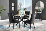 Novara Black Leg 120cm Round Glass Dining Table & 4 Belgravia Black Leg Chairs - novara-120-black-leg-round-dining-table-4-black-velvet-belgravia-chairs-set.jpg