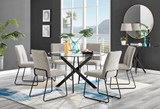 Novara Black Leg Round Glass Dining Table & 6 Halle Chairs - novara-120-black-leg-round-dining-table-6-beige-fabric-halle-black-chairs-set.jpg